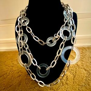 Modern lucite and silver plate necklace